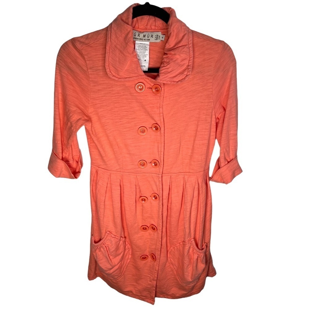 MUR MUR Peach Slub Knit Double Breasted Back Tab Dress Small